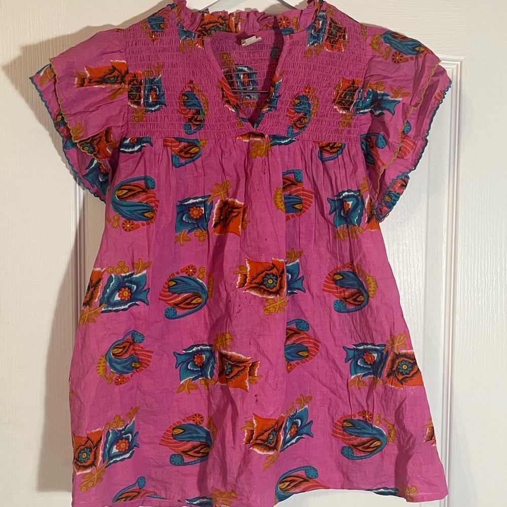 Ivy Jane Smocked Yoke Pink Blouse